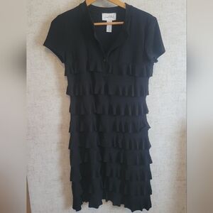 Joseph Ribkoff Black Tiered Ruffle Midi Dress